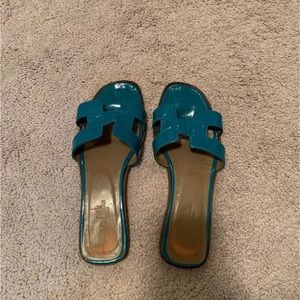 Authentic Hermes Patent Leather Oran Flats